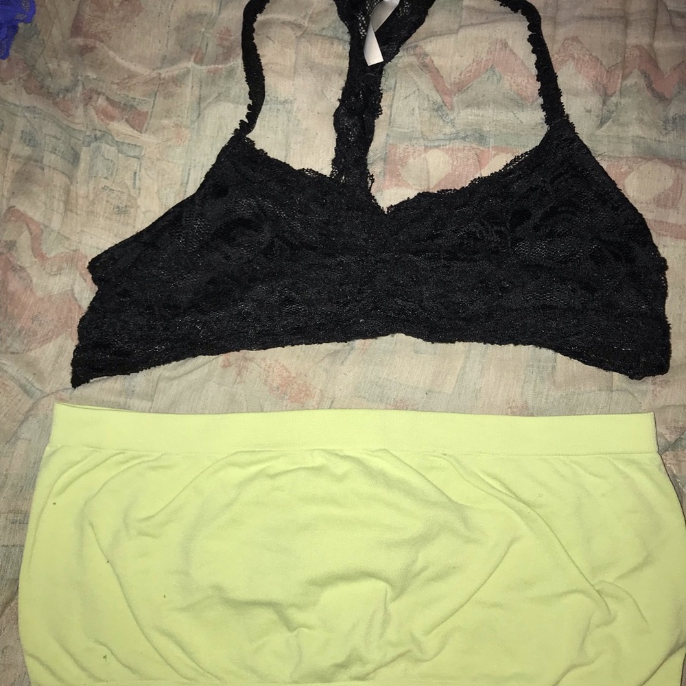 2bralettes and a swim top(green)
